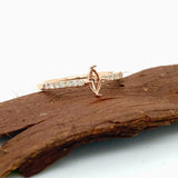 Statement Rings-Dainty Ring Setting w Pave Diamond Shank in Solid 14K Gold | Marquise 6x3 7x3.5 8x4 | Stone Setting | Gemstone Jewelry | Customizable - NNJGemstones