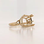 Statement Rings-3 Stone Ring Setting in 14K Solid Gold | Two Tone Semi Mount | Cushion 11mm | Heart Shape 4mm | Birthstone Ring | Customizable - NNJGemstones