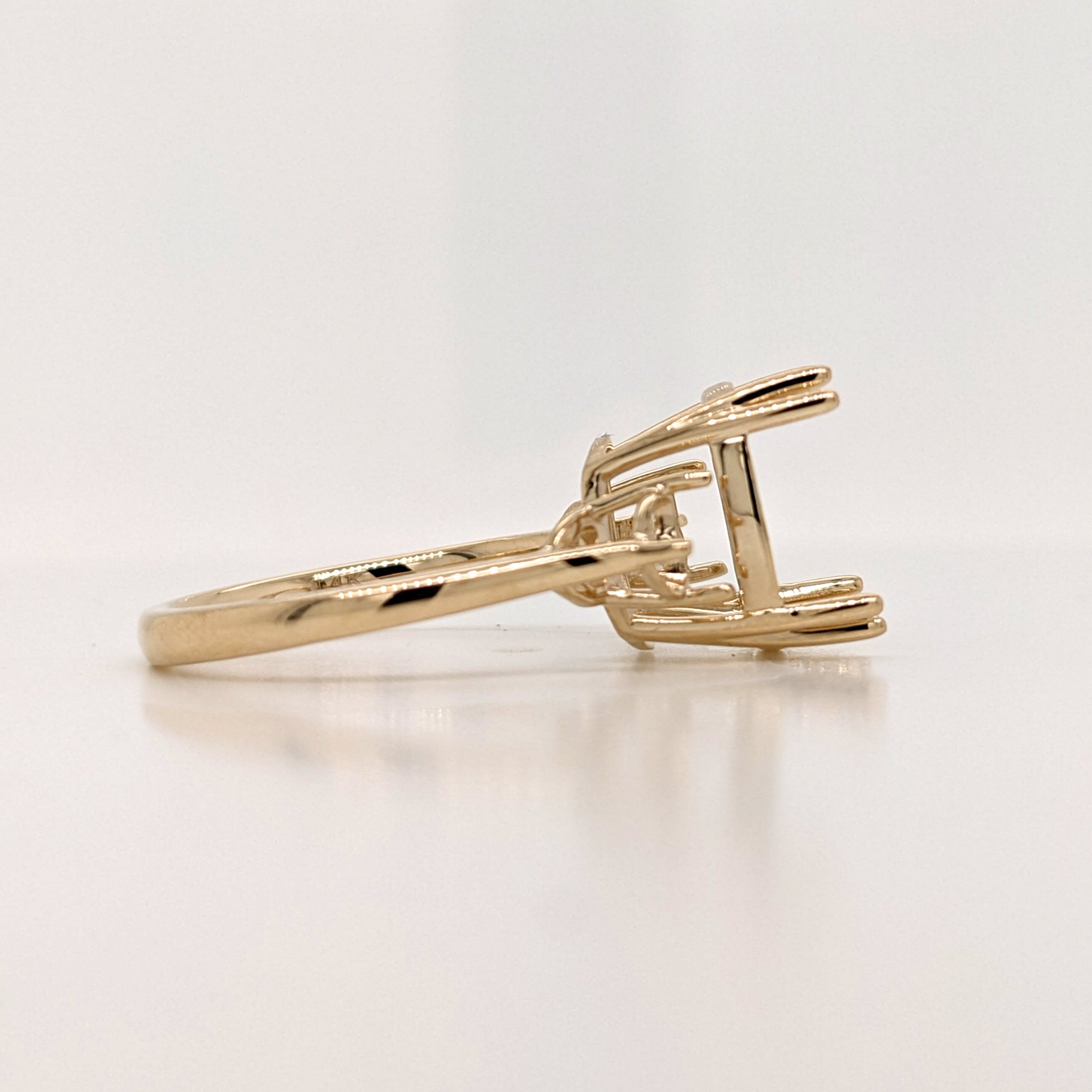 Statement Rings-3 Stone Ring Setting in 14K Solid Gold | Two Tone Semi Mount | Cushion 11mm | Heart Shape 4mm | Birthstone Ring | Customizable - NNJGemstones