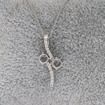 Pendants-Toi et Moi Diamond Pave Pendant Setting in 14K Solid Gold | Round Shape 4mm 4.5mm 5mm | Gemstone Setting | 2 stone Semi Mount | Customizable - NNJGemstones