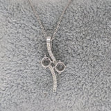 Pendants-Toi et Moi Diamond Pave Pendant Setting in 14K Solid Gold | Round Shape 4mm 4.5mm 5mm | Gemstone Setting | 2 stone Semi Mount | Customizable - NNJGemstones