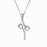 Toi et Moi Diamond Pave Pendant Setting in 14K Solid Gold | Round Shape | Customizable