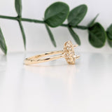 Statement Rings-Lovely Scalloped Ring Setting w Natural Diamond Halo in Solid 14k Gold | Oval 6x4 7x5 8x6 | Gemstone Setting | Fine Jewelry | Customizable - NNJGemstones
