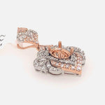 Pendants-Edwardian Filigree Pendant Setting W Diamond Accents in 14K Solid Gold | Oval 7x5 7.5x5.5 8x6 | Ornate Vintage Pendant Design | Customizable - NNJGemstones