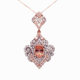 Edwardian Filigree Pendant Setting W Diamond Accents in 14K Solid Gold | Oval | Customizable