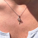 Pendants-Toi et Moi Diamond Pave Pendant Setting in 14K Solid Gold | Round Shape 4mm 4.5mm 5mm | Gemstone Setting | 2 stone Semi Mount | Customizable - NNJGemstones