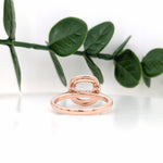 Statement Rings-Classic Halo Ring Setting W Natural Diamond Accents in 14K Solid Gold | Cushion Shape 7mm 8mm 9mm | Bridal Ring Setting | Customizable - NNJGemstones