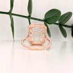 Statement Rings-Classic Pave Diamond Halo Ring Setting in 14K Solid Gold | Emerald Cut 14x10 15x11 16x12 18x13 | Radiant Cut | Statement Ring | Customizable - NNJGemstones