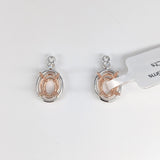 Dangle & Drop Earrings-Drop Earring Enhancer Semi Mount w Diamond Connector in Solid 14K Gold | 7x5mm 8x6mm 9x7mm | Earring Jacket Setting | Dangle | Customizable - NNJGemstones