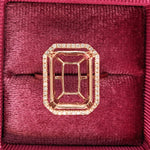 Statement Rings-Classic Pave Diamond Halo Ring Setting in 14K Solid Gold | Emerald Cut 14x10 15x11 16x12 18x13 | Radiant Cut | Statement Ring | Customizable - NNJGemstones