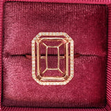 Statement Rings-Classic Pave Diamond Halo Ring Setting in 14K Solid Gold | Emerald Cut 14x10 15x11 16x12 18x13 | Radiant Cut | Statement Ring | Customizable - NNJGemstones