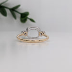 Statement Rings-East West Cushion Cut Ring Setting w Natural Diamond Accents and Milgrain Detail in 14K Solid Gold | 7x5 8x6 9x7 | Bezel Set | Customizable - NNJGemstones