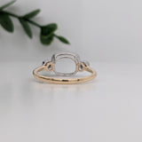 Statement Rings-East West Cushion Cut Ring Setting w Natural Diamond Accents and Milgrain Detail in 14K Solid Gold | 7x5 8x6 9x7 | Bezel Set | Customizable - NNJGemstones