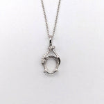 Pendants-Unique Asymmetrical Pendant Setting W Pave Diamond Detail in 14K Solid Gold | Oval Shape 7x5 8x6 9x7 | Gemstone Necklace | Customizable - NNJGemstones