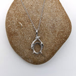 Pendants-Unique Asymmetrical Pendant Setting W Pave Diamond Detail in 14K Solid Gold | Oval Shape 7x5 8x6 9x7 | Gemstone Necklace | Customizable - NNJGemstones