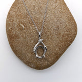 Pendants-Unique Asymmetrical Pendant Setting W Pave Diamond Detail in 14K Solid Gold | Oval Shape 7x5 8x6 9x7 | Gemstone Necklace | Customizable - NNJGemstones