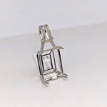 Pendants-Statement Pendant Setting W Natural Diamond Bail in 14K Solid Gold | Emerald Cut 16x12 18x8 18x13 | Large Pendant Setting | Customizable - NNJGemstones