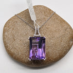 Pendants-Statement Pendant Setting W Natural Diamond Bail in 14K Solid Gold | Emerald Cut 16x12 18x8 18x13 | Large Pendant Setting | Customizable - NNJGemstones