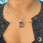 Pendants-Statement Pendant Setting W Natural Diamond Bail in 14K Solid Gold | Emerald Cut 16x12 18x8 18x13 | Large Pendant Setting | Customizable - NNJGemstones