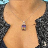 Pendants-Statement Pendant Setting W Natural Diamond Bail in 14K Solid Gold | Emerald Cut 16x12 18x8 18x13 | Large Pendant Setting | Customizable - NNJGemstones