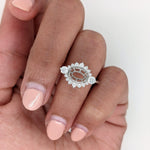 Statement Rings-East West Art Deco Ring Setting w Natural Diamond Accents in 14K Solid Gold | Oval 7x5 8x6 9x7 | Bridal Ring | Statement Ring | Customizable - NNJGemstones