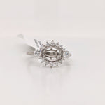 Statement Rings-East West Art Deco Ring Setting w Natural Diamond Accents in 14K Solid Gold | Oval 7x5 8x6 9x7 | Bridal Ring | Statement Ring | Customizable - NNJGemstones