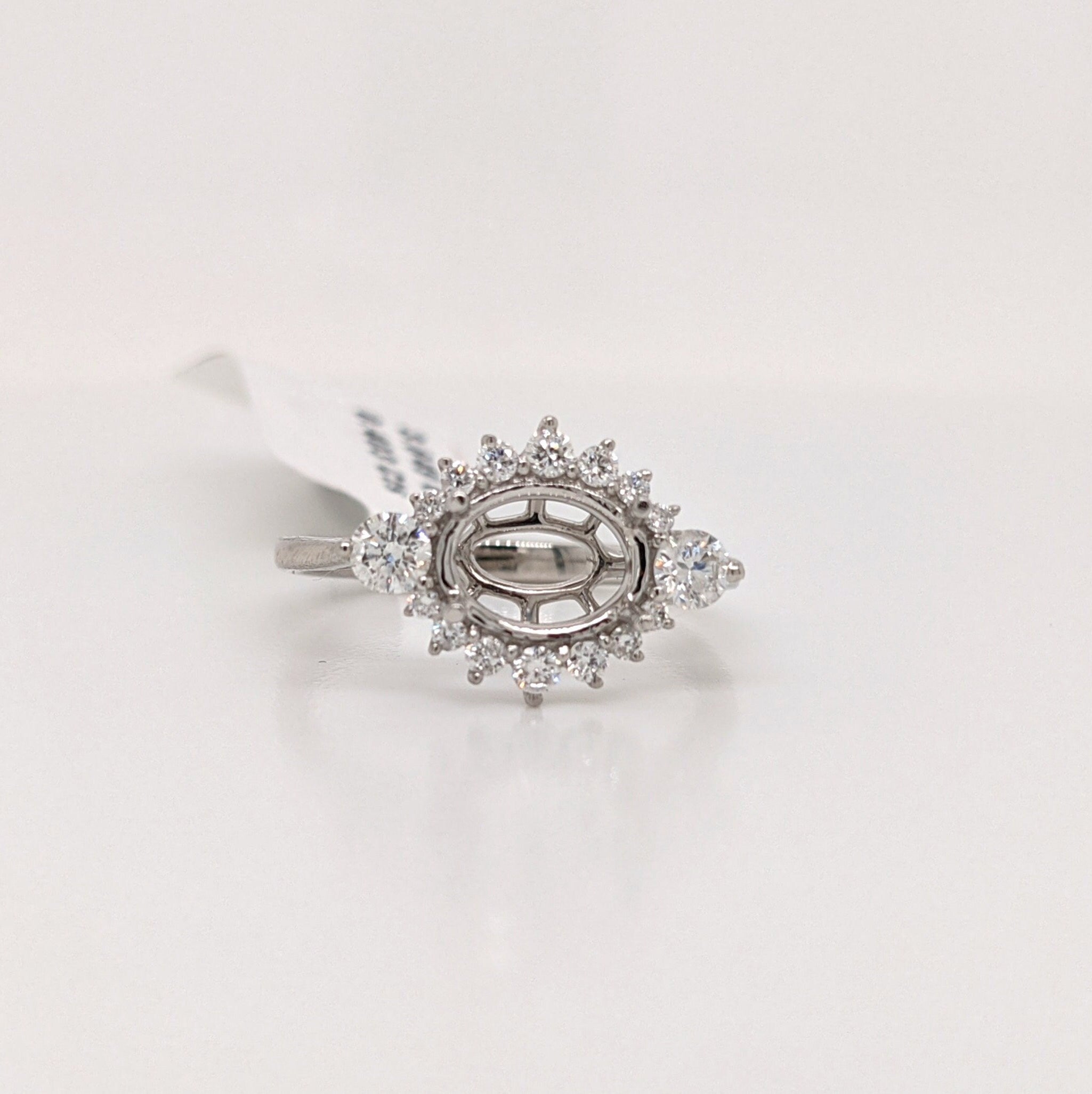 Statement Rings-East West Art Deco Ring Setting w Natural Diamond Accents in 14K Solid Gold | Oval 7x5 8x6 9x7 | Bridal Ring | Statement Ring | Customizable - NNJGemstones