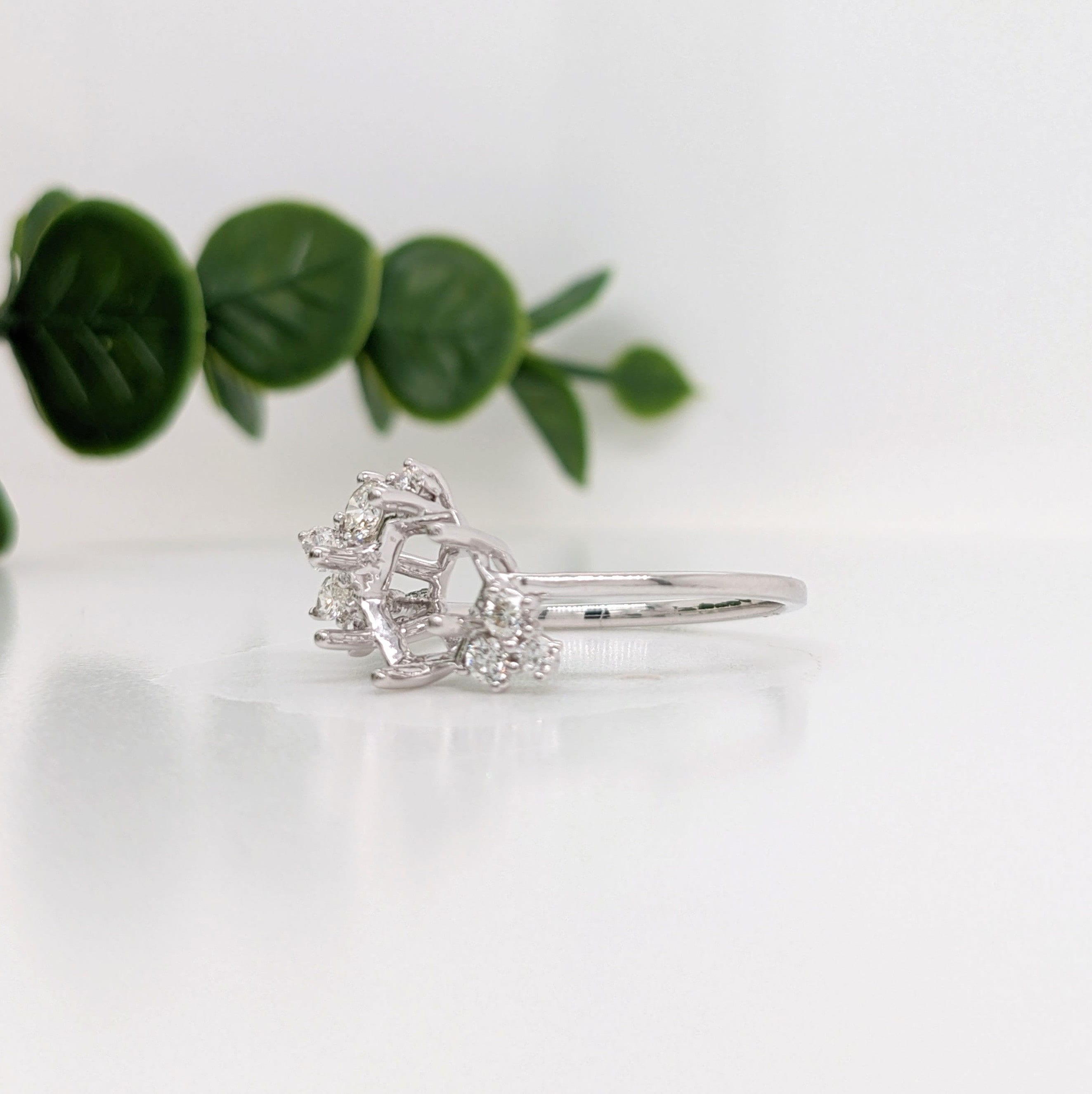 Statement Rings-Avant Garde Round & Marquise Diamond Ring Setting in 14K Solid Gold | Hexagon Shape 7x5 8x6 9x7 | Art Deco Statement Ring | Customizable - NNJGemstones