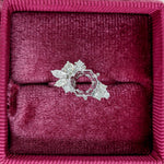 Statement Rings-Avant Garde Round & Marquise Diamond Ring Setting in 14K Solid Gold | Hexagon Shape 7x5 8x6 9x7 | Art Deco Statement Ring | Customizable - NNJGemstones