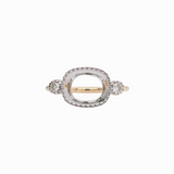 East West Cushion Cut Ring Setting w Natural Diamond Accents and Milgrain Detail in 14K Solid Gold | Customizable