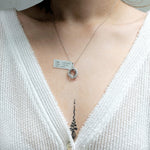 Pendants-Pretty Pendant Setting W Natural Diamond Halo in 14K Solid Gold | Oval Shape 9x7 10x8 11x9 12x10 | Gemstone Setting | Customizable - NNJGemstones