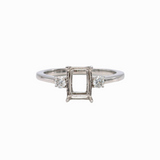 Minimalist Diamond Accented Ring Setting in 14K Solid Gold | Emerald Cut | Statement Ring | Tapered Shank | Customizable