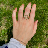 Statement Rings-Minimalist Diamond Accented Ring Setting in 14K Solid Gold | Emerald Cut 8x6 13x10 16x14 | Statement Ring | Tapered Shank | Customizable - NNJGemstones