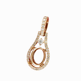 Delicate Necklace Pendant Setting in 14K Gold with Diamond Halo | Oval Shape Semi Mount | 7x5mm 8x6mm 9x7mm | Push Present | Custom Jewelry