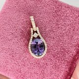 Pendants-Delicate Necklace Pendant Setting in 14K Gold with Diamond Halo | Oval Shape Semi Mount | 7x5mm 8x6mm 9x7mm | Push Present | Custom Jewelry - NNJGemstones