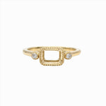 Statement Rings-Cute Emerald Cut Ring Semi Mount in Solid 14k Gold w Diamond Accents | Milgrain Detail | 6x4 7x5 8x6 9x7 10x8 | East West Ring | Bezel Set - NNJGemstones