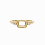 Statement Rings-Cute Emerald Cut Ring Semi Mount in Solid 14k Gold w Diamond Accents | Milgrain Detail | 6x4 7x5 8x6 9x7 10x8 | East West Ring | Bezel Set - NNJGemstones