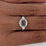 Statement Rings-East West Art Deco Ring Setting w Natural Diamond Accents in 14K Solid Gold | Oval 7x5 8x6 9x7 | Bridal Ring | Statement Ring | Customizable - NNJGemstones