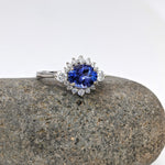 Statement Rings-East West Art Deco Ring Setting w Natural Diamond Accents in 14K Solid Gold | Oval 7x5 8x6 9x7 | Bridal Ring | Statement Ring | Customizable - NNJGemstones