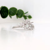 Statement Rings-Avant Garde Round & Marquise Diamond Ring Setting in 14K Solid Gold | Hexagon Shape 7x5 8x6 9x7 | Art Deco Statement Ring | Customizable - NNJGemstones