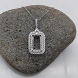 Pendants-Double Diamond Halo Pendant Semi Mount in Solid 14K Gold | Baguette | Emerald Cut | Radiant | Necklace | Custom Jewelry - NNJGemstones