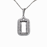 Double Diamond Halo Pendant Semi Mount in Solid 14K Gold | Baguette | Emerald Cut | Radiant | Necklace | Custom Jewelry