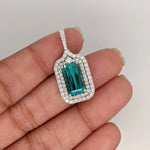 Pendants-Double Diamond Halo Pendant Semi Mount in Solid 14K Gold | Baguette | Emerald Cut | Radiant | Necklace | Custom Jewelry - NNJGemstones