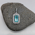 Pendants-Double Diamond Halo Pendant Semi Mount in Solid 14K Gold | Baguette | Emerald Cut | Radiant | Necklace | Custom Jewelry - NNJGemstones