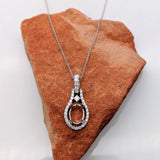 Pendants-Delicate Necklace Pendant Setting in 14K Gold with Diamond Halo | Oval Shape Semi Mount | 7x5mm 8x6mm 9x7mm | Push Present | Custom Jewelry - NNJGemstones