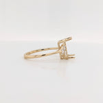 Statement Rings-Art Deco Style Ring Semi Mount in Solid 14K Gold w Diamond Accents | Emerald Cut Radiant Cut | Ring Setting | Custom Jewelry - NNJGemstones