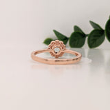Statement Rings-Dainty Scalloped Ring Setting W Natural Diamond Halo in 14K Solid Gold | Round 3mm 4mm 5mm | Milgrain Details | Floral Design | Customizable - NNJGemstones