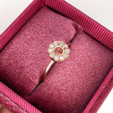 Statement Rings-Dainty Scalloped Ring Setting W Natural Diamond Halo in 14K Solid Gold | Round 3mm 4mm 5mm | Milgrain Details | Floral Design | Customizable - NNJGemstones