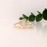 Statement Rings-Lovely Gemstone Ring Setting w Round & Marquise Diamond Accents in 14K Solid Gold | Tear Drop 7x5 8x6 9x7 | Minimalist Ring | Customizable - NNJGemstones