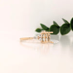 Statement Rings-Lovely Gemstone Ring Setting w Round & Marquise Diamond Accents in 14K Solid Gold | Tear Drop 7x5 8x6 9x7 | Minimalist Ring | Customizable - NNJGemstones